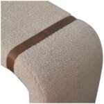Boucle Bench with Leather Strap 94cm Cream Cotton & Solid Wood - Image 7