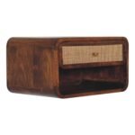 Wall-Mounted Open Bedside - Chestnut Finish - Woven Detail - W45cm - Image 2