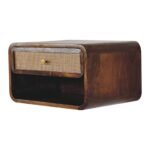 Wall-Mounted Open Bedside - Chestnut Finish - Woven Detail - W45cm - Image 3