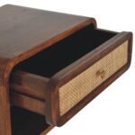 Wall-Mounted Open Bedside - Chestnut Finish - Woven Detail - W45cm - Image 6