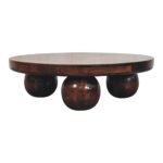 California Coffee Table - Walnut Finish - Ball Feet Design - 80x80cm - Image 8