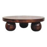 California Coffee Table - Walnut Finish - Ball Feet Design - 80x80cm - Image 3