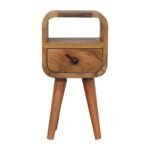 Extra Mini Bedside Table - Oak-ish Finish - Open Slot - Slim 20cm