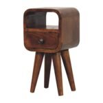 Extra Mini Bedside Table - Chestnut Finish - Open Slot - Slim 20cm - Image 2