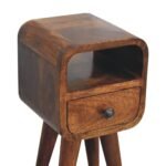 Extra Mini Bedside Table - Chestnut Finish - Open Slot - Slim 20cm - Image 5