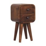Extra Mini Bedside Table - Chestnut Finish - Slim 20cm Width - Image 3