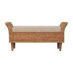 Riviera Woven Bench 102cm Rattan & Cream Boucle Solid Mango Wood