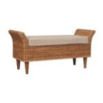 Riviera Woven Bench 102cm Rattan & Cream Boucle Solid Mango Wood - Image 2