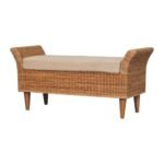 Riviera Woven Bench 102cm Rattan & Cream Boucle Solid Mango Wood - Image 3
