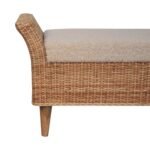 Riviera Woven Bench 102cm Rattan & Cream Boucle Solid Mango Wood - Image 4