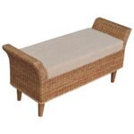 Riviera Woven Bench 102cm Rattan & Cream Boucle Solid Mango Wood - Image 5
