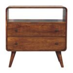Nordic Charm Chest of Drawers - Chestnut Finish - Curved - W70cm