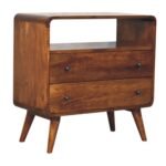 Nordic Charm Chest of Drawers - Chestnut Finish - Curved - W70cm - Image 2
