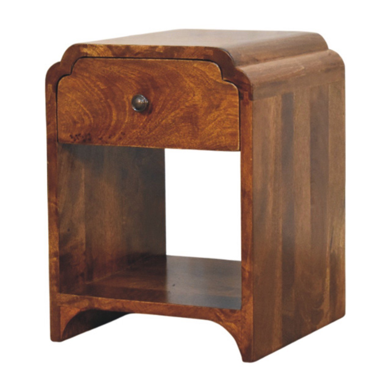 IN3985-2.jpg Newton Mini Nightstand - Chestnut Finish - 1 Drawer 1 Shelf - W30cm - Image 1