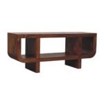Orion Curved TV Unit 120cm Solid Mango Wood Chestnut Finish