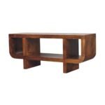 Orion Curved TV Unit 120cm Solid Mango Wood Chestnut Finish - Image 2