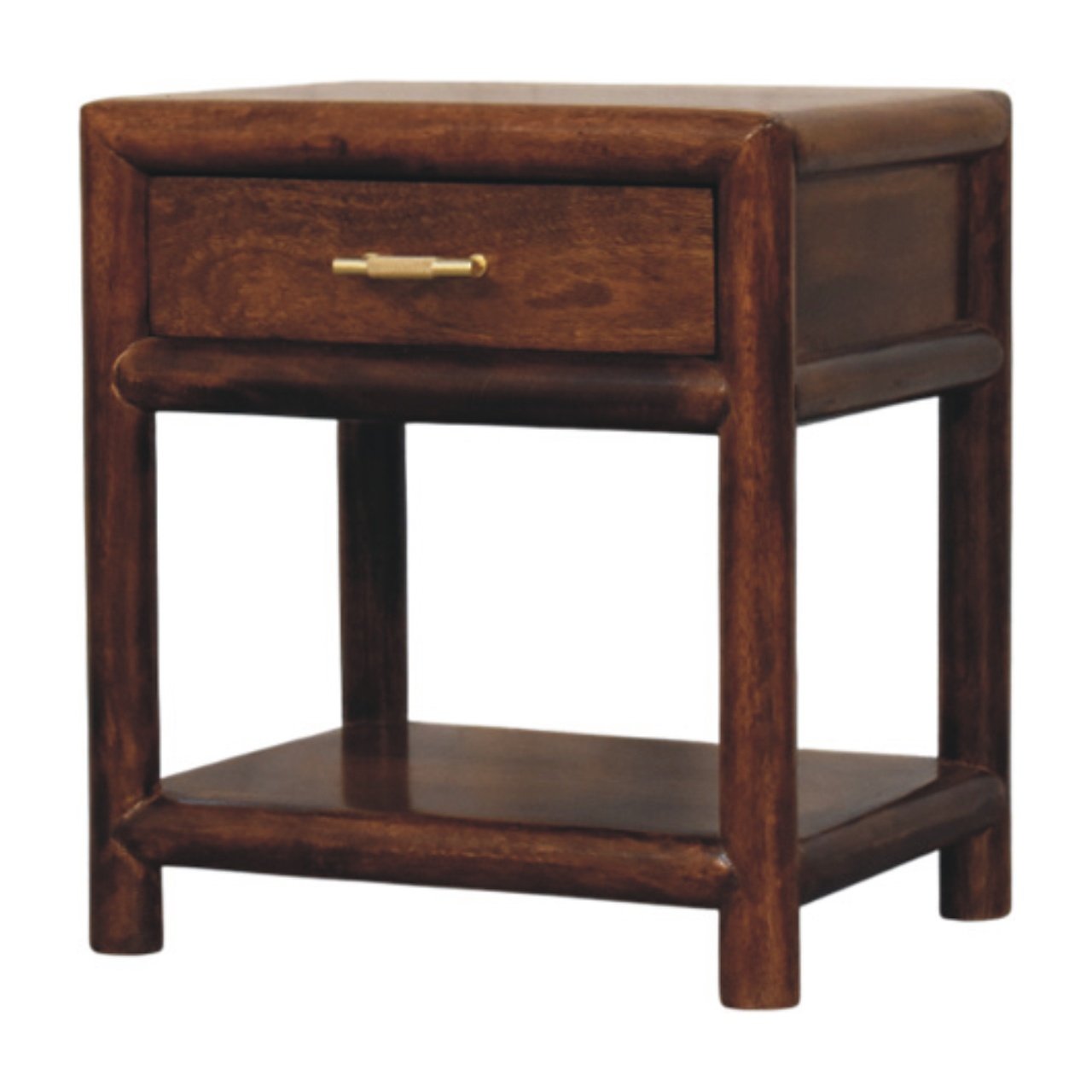 IN4022-2.jpg Regency Nightstand 1-Drawer 45cm Solid Mango Wood Chestnut - Image 1