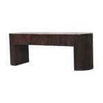 Velvet Mocha Fluted Bench 125cm Solid Mango Wood Dark Brown - Image 2