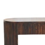 Velvet Mocha Fluted Bench 125cm Solid Mango Wood Dark Brown - Image 3