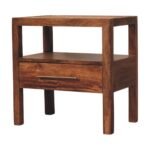 Caldera Bedside Stand - Honey Caramel Finish - Solid Mango Wood - W55cm