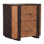 Havana Bedside Table - Cane Rattan Front - Velvet Mocha - W50cm - Image 2