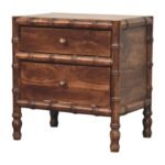 Bamboo Frame Nightstand - Roasted Almond Finish - Solid Wood - H58cm