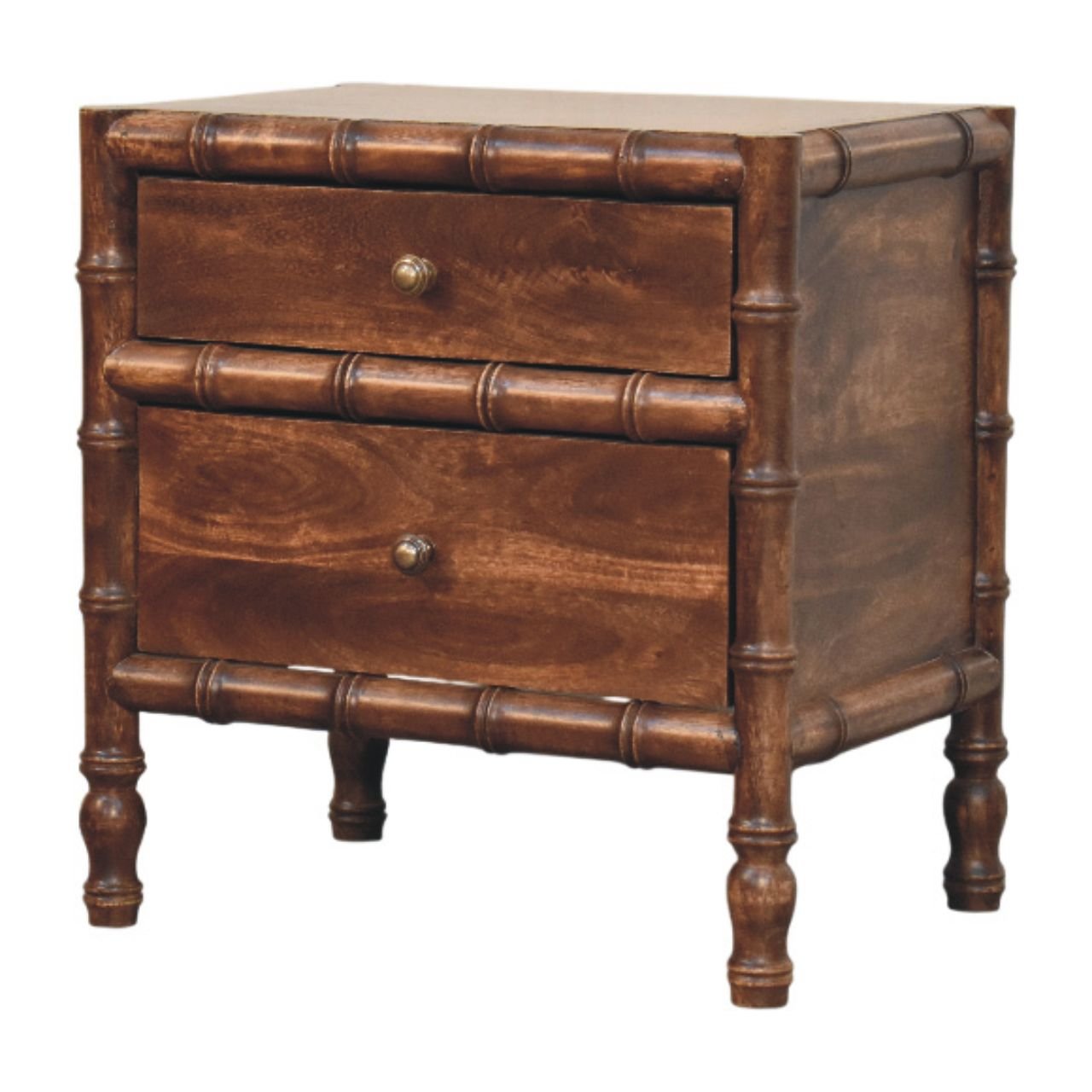 IN4044-2.jpg Bamboo Frame Nightstand - Roasted Almond Finish - Solid Wood - H58cm - Image 1