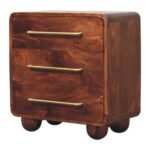Rounded 3-Drawer Chest - Winewood Oak Finish - Small Storage - W55cm