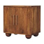 Solis Fluted Mini Sideboard - Solid Mango Wood - Globe Legs - W55cm - Image 2