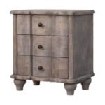 Beaumont Curved Bedside Table - Acid Wash Finish - Fluted - W55cm