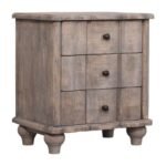 Beaumont Curved Bedside Table - Acid Wash Finish - Fluted - W55cm - Image 2