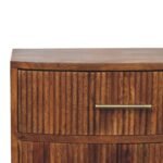 Curved Ribbed Bedside Table - Amber Oak Finish - 1 Drawer - W50cm - Image 3