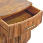 Curved Ribbed Bedside Table - Amber Oak Finish - 1 Drawer - W50cm - Image 4
