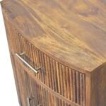 Curved Ribbed Bedside Table - Amber Oak Finish - 1 Drawer - W50cm - Image 5