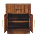 Curved Ribbed Bedside Table - Amber Oak Finish - 1 Drawer - W50cm - Image 6