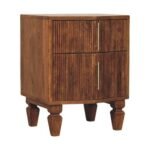Louvre Bedside Table - Winewood Oak Finish - Solid Mango Wood - W42cm