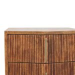 Louvre Bedside Table - Winewood Oak Finish - Solid Mango Wood - W42cm - Image 3