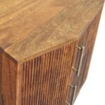 Louvre Bedside Table - Winewood Oak Finish - Solid Mango Wood - W42cm - Image 4