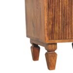 Louvre Bedside Table - Winewood Oak Finish - Solid Mango Wood - W42cm - Image 6