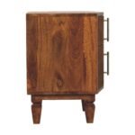Louvre Bedside Table - Winewood Oak Finish - Solid Mango Wood - W42cm - Image 7