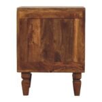 Louvre Bedside Table - Winewood Oak Finish - Solid Mango Wood - W42cm - Image 8