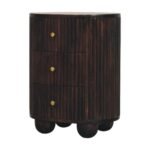 Curved Fluted Bedside Table - Velvet Mocha - 3 Drawers - W45cm - Image 2