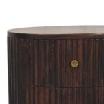 Curved Fluted Bedside Table - Velvet Mocha - 3 Drawers - W45cm - Image 3