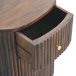 Curved Fluted Bedside Table - Velvet Mocha - 3 Drawers - W45cm - Image 5