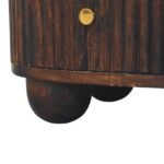 Curved Fluted Bedside Table - Velvet Mocha - 3 Drawers - W45cm - Image 6