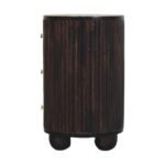 Curved Fluted Bedside Table - Velvet Mocha - 3 Drawers - W45cm - Image 7