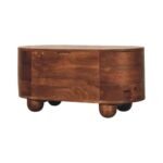 Curva Storage Trunk - Roasted Almond Finish - Oval Blanket Box - W80cm