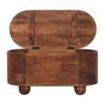 Curva Storage Trunk - Roasted Almond Finish - Oval Blanket Box - W80cm - Image 5