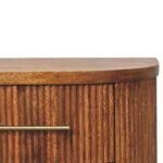 Ribbed Bedside Table 2-Drawer 55cm Amber Oak Solid Mango Wood - Image 3