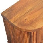 Ribbed Bedside Table 2-Drawer 55cm Amber Oak Solid Mango Wood - Image 4